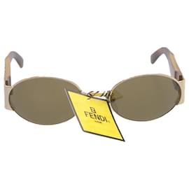 Fendi-FENDI Sunglasses Gold Tone Brown Auth ar4912-Golden