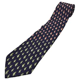 Salvatore Ferragamo-[Used] SALVATORE FERRAGAMO  Penguin Pattern Silk Tie-Navy blue