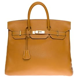 Hermès-Splendid and highly sought after Haut-à-Courroies handbag (HAC) 32 cm leather cow Ardennes gold, gold plated metal trim-Golden