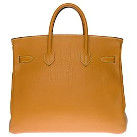 Hermès-Splendide et très recherché Sac à main Haut-à-Courroies (HAC) 32 cm en cuir Vache Ardennes Gold, garniture en métal plaqué or-Doré