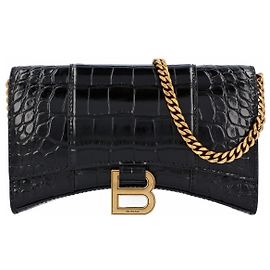 Balenciaga Sanduhr Geldbörse mit Kette schwarz Schwarz