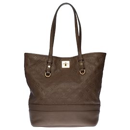 Superbe Sac cabas Louis Vuitton Citadines en cuir monogram empreinte marron , garniture en métal doré Marron