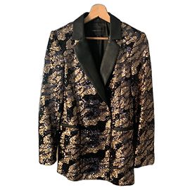 Bcbg Max Azria blazer jacket black with gold sequins Black