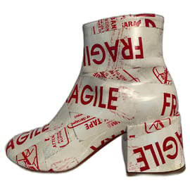 Mm6 Bottines Rouge Écru