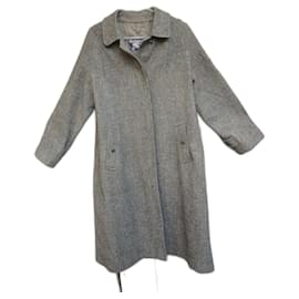 Burberry-manteau vintage Burberry en Harris Tweed taille 40/42-Gris