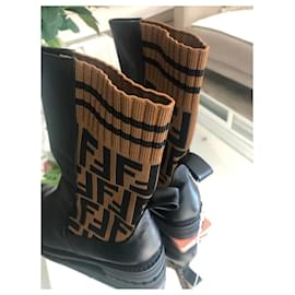 Fendi-New fendi leather and fabric boots size 40-Black