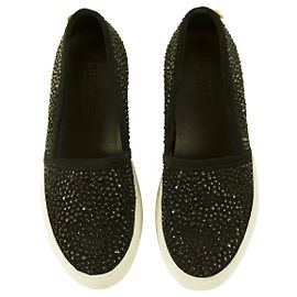 Baskets Philipp Plein ornées de cristaux noirs coffer slip on shoes sz 36 Noir