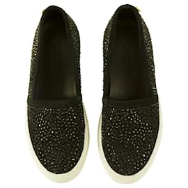 Philipp Plein-Philipp Plein zapatillas de deporte negras con adornos de cristal cofre slip on zapatos sz 36-Negro