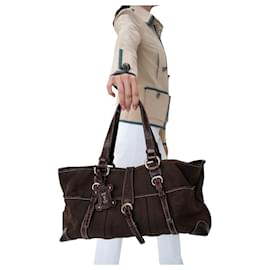 Céline-Celine Women's Canvas Leather Handbag Brown wc-st-0057-Brown