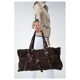 Céline-Celine Women's Canvas Leather Handbag Brown wc-st-0057-Brown