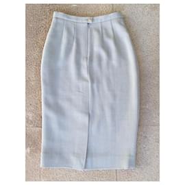 Kenzo-Light gray melange wool-blend twill skirt T.34-36-Grey
