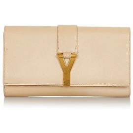 Yves Saint Laurent Pochette YSL Chyc Ligne en cuir blanc Blanc