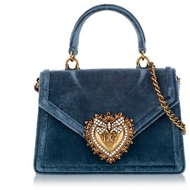 Dolce & Gabbana Dolce&Gabbana Borsa a mano piccola Devotion in velluto blu Blu