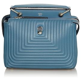 Fendi-Fendi Blue DotCom Click Leather Crossbody Bag-Blue,Light blue