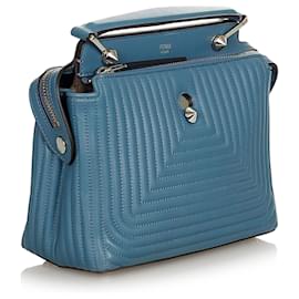 Fendi-Fendi Blue DotCom Click Leather Crossbody Bag-Blue,Light blue