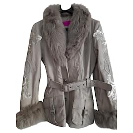 Ebène by Assuline-Leather and fur jacket-Grey