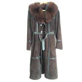 Vintage-Manteau en daim-Marron foncé