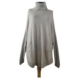 Autre Marque Beiger Poncho Pullover aus Kaschmir und Wolle Beige