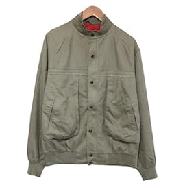 Christian Dior-[Used] Christian Dior zip-up jacket cotton blouson plain long sleeve size: 40L khaki-Khaki