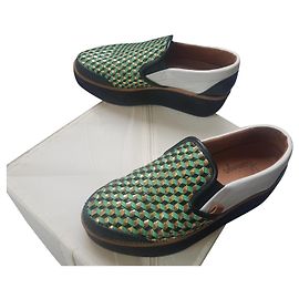 Flamingos Leather Braided Platform Flats Multiple colors