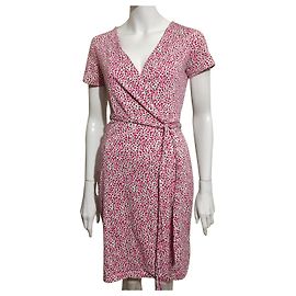 Diane Von Furstenberg DvF New Julian Two Wickelkleid aus Seidengemisch Schwarz Pink Weiß