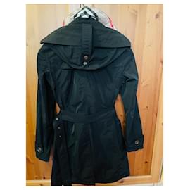 Burberry Brit-Detachable hooded trench coat-Black