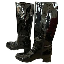 Prada black patent boots Black