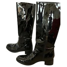 Prada-Prada black patent boots-Black