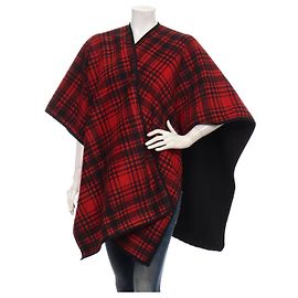 Woolrich Poncho Red Black Black Red