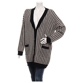 DKNY Cardigan Hahnentrittmuster Schwarz Weiß Schwarz Weiß