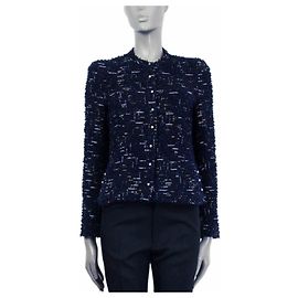 Chanel jacket tweed / pearls Black Silvery Copper Navy blue