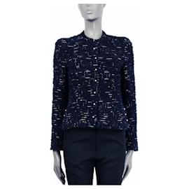 Giacca Chanel tweed / perle Nero Argento Rame Blu navy