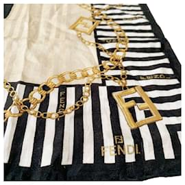 Fendi-[Used] FENDI scarf-Black,White,Beige