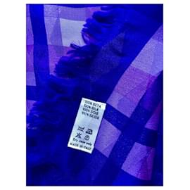 Yves Saint Laurent-Grand foulard étole Yves Saint Laurent-Rose,Violet foncé