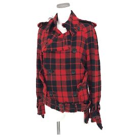 [Used] JUNYA WATANABE JUNYA WATANABE Comme des Garcons Plaid P coat Size M ◆ Red / Red / Wool / Women's / Outer Red