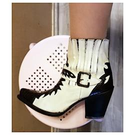 Autre Marque-Sancho - botas vaqueras dirty white & black-Negro,Blanco