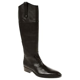 Aigle-Aigle - Charmosas botas amazonas de couro preto, estilo de equitação-Preto