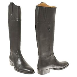 Aigle-Aigle - Charmosas botas amazonas de couro preto, estilo de equitação-Preto