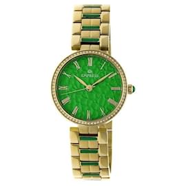 Autre Marque-Empress - Reloj automático verde manzana de acero dorado bañado en oro-Blanco,Dorado,Verde