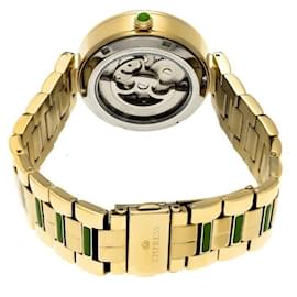 Autre Marque-Empress - Reloj automático verde manzana de acero dorado bañado en oro-Blanco,Dorado,Verde