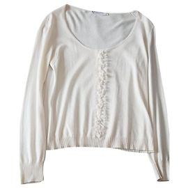 Pull Christian Dior en cachemire et soie blanc cassé Blanc cassé