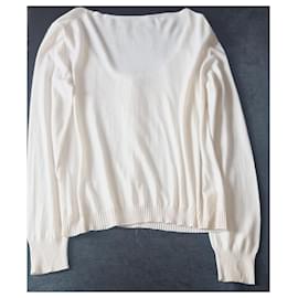 Dior - Dioriviera Marinière Short-sleeved Sweater White and Blue Cashmere Knit with Signature - Size 34 - Women