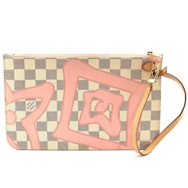 Louis Vuitton-Lona Louis Vuitton Neverfull Pochette Tahitienne Pink Damier Azur-Multicor