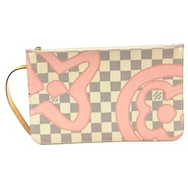 Louis Vuitton-Lona Louis Vuitton Neverfull Pochette Tahitienne Pink Damier Azur-Multicor