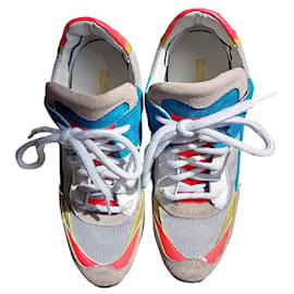 Autre Marque-Elena Iachi - Sneakers baskets compensées Gris clair blanche multico T38-Multicolore