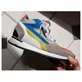 Autre Marque-Elena Iachi - Sneakers baskets compensées Gris clair blanche multico T38-Multicolore