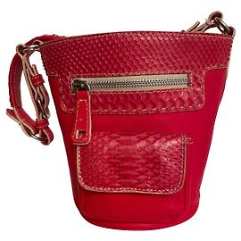 Borsa Nando Muzi in pelle e pitone rossa Rosso
