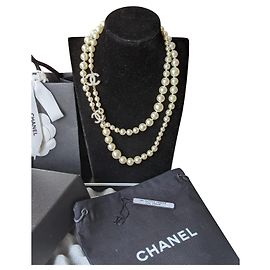 Chanel Colar de pérola atemporal clássico CC GHW Dourado