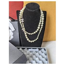 Chanel-CC Classic Collar atemporal de perlas GHW-Dorado