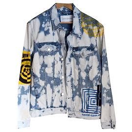 Calvin Klein Graffiti Jeans Jacket Blue Cotton Blue